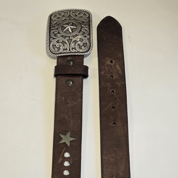 ARIAT Western Belt Brown Leather Stars Womens Size 30 - Picture 4 of 9
